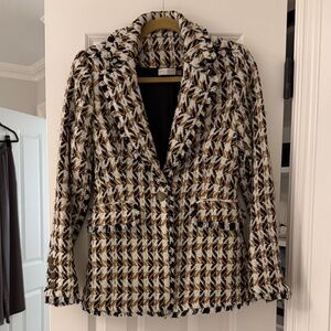 Ramy Brook Black and White Tweed Blazer